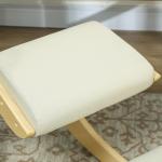Cadeira Ergonómica de Joelhos com Almofadas Acolchoadas Estrutura de Madeira para Melhor Postura Escritório 55x85x55 cm Creme