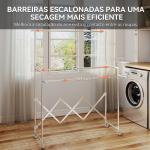 Estendal Vertical Dobrável de 3 Níveis Estendal de Aço Inoxidável com 3 Barras Ajustáveis e Extensíveis 4 Rodas 104 - 150x103x145 - 197 cm Prateado