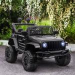 Carro Elétrico para Crianças com Bateria de 12V 2 Motores Controlo Remoto 2,4G Faróis Buzina Velocidade Ajustável 100x65x72 cm Preto