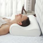 Almofada de Espuma Viscoelástica com Desenho Ergonómico Dupla Altura Capa Removível e Lavável 68,58x35,56x8,9/10,8 cm Creme