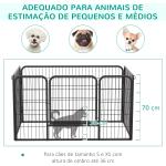 Parque para Animais de Estimação Retangular Gaiola para Cães 4 Paineis de Metal com Porta e Dupla Fechadura Cerca de Treinamento 129x84x70cm Preto