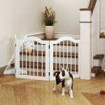 Barreira de Segurança Dobrável para Cães Pequenos Barreira de Proteção para Animais de Estimação com 3 Painéis e 2 Suportes para Portas Escadas Corredores 154,5x29,5x61 Branco