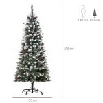 Árvore de Natal Artificial 150cm com 408 Ramos 28 Bagas 24 Pinhas Folhas de PVC e Suporte Metálico para Interiores Verde