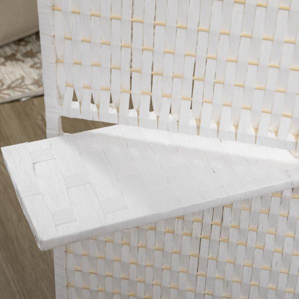 Biombo de 4 Painéis Dobrável Separador de Ambientes Divisor de Ambientes com Prateleiras 181x180cm Branco