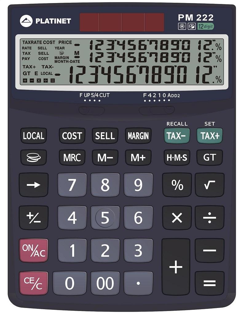 Calculadora de Secretária 12 Digitos / 3 Linhas - PLATINET