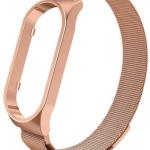 Pulseira Metálica Milanesa Compatível c/ Xiaomi Mi Band 7 (Rosa Dourado)