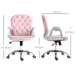Cadeira de Escritório Estofada em Veludo Cadeira Giratória com Altura Ajustável e Decorações de Cristal 59,5x60,5x103 cm Rosa