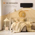 Aquecedor Cerâmico de Parede 1000W/2000W com Controle Remoto Tela LED Temporizador de 12h Termostato 56x18,5x11,7 cm Preto