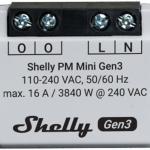 Mini Módulo Wi - Fi Monitorização de Consumo Energia 110/240V AC 16A - Shelly PM Mini Gen3