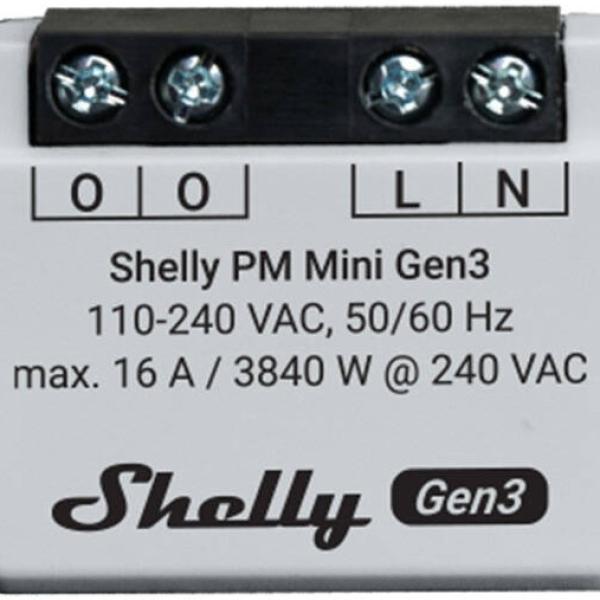 Mini Módulo Wi - Fi Monitorização de Consumo Energia 110/240V AC 16A - Shelly PM Mini Gen3