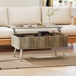 Mesa de Centro Elevatória com Compartimentos Ocultos de Armazenamento e Pés de Pinho 91x56x43 cm Carvalho