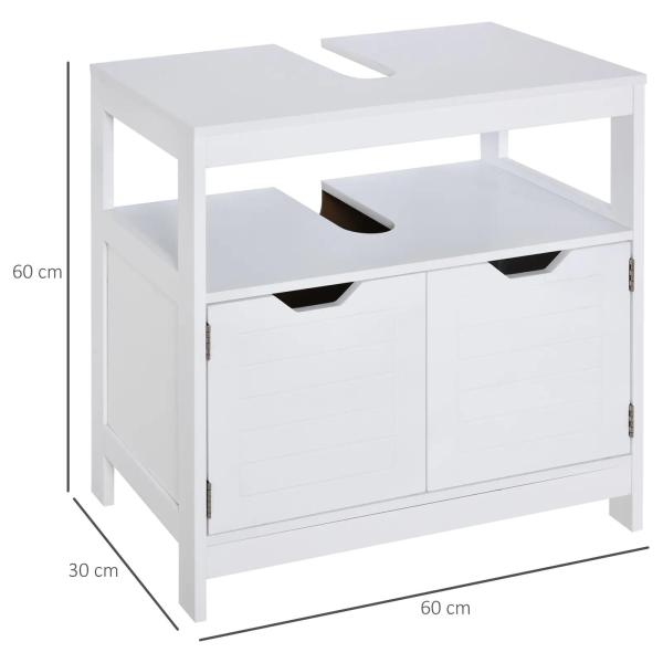 Armário Sob Lavatório com Prateleira Anti - Inclinação 60x30x60 cm Branco