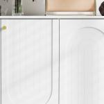 Aparador Moderno para Sala de Estar com Prateleiras Ajustáveis e Pés Dourados Móvel para TV até 65 Polegadas 140,8x35x77,5 cm Branco