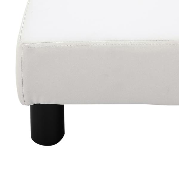 Apoio para os Pés Octomano Banco Pequeno Estofado em Pele Sintética com Assento Acolchoado e Pés de Plástico 40x30x24 cm Branco
