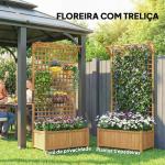 Floreira com Treliça de Madeira Caixa de Plantio com Suporte para Plantas Trepadeiras 90x45x183cm Madeira