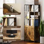 Estante de 6 Níveis Estante de Livros com Compartimentos Abertos 2 Portas Estilo Industrial 75x34x172 cm Castanho Rústico