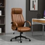 Cadeira de Escritório Ergonômica Giratória com Altura Ajustável Apoio para a Cabeça Apoio para o Braço e Encosto Acolchoado 61,5x52,5x118 - 126 cm Castanho