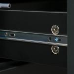Aparador de Sala de Estar com 3 Portas 2 Gavetas e Prateleira Interior Ajustável Móvel Auxiliar de Armazenamento para Cozinha Dormitório Anti - Rolamento 117x36x74 cm Preto