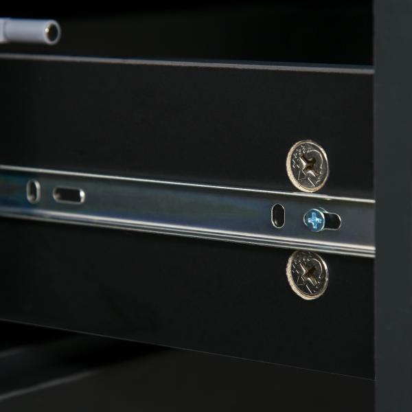 Aparador de Sala de Estar com 3 Portas 2 Gavetas e Prateleira Interior Ajustável Móvel Auxiliar de Armazenamento para Cozinha Dormitório Anti - Rolamento 117x36x74 cm Preto