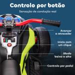 Quadricilo Elétrico para Crianças 12V com 2 Motores Velocidade até 5 km/h 3 Rodas Faróis Buzina Música 113x74x63 cm Verde