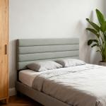 Cabeceira de Cama 140 cm Altura Ajustável em 3 Níveis 106/116/126 cm Estofada em Linho Cinza