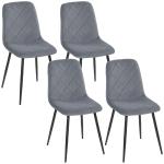 Conjunto de 4 Cadeiras de Jantar Modernas Cadeiras de Cozinha Estofadas em Veludo com Pés de Aço 45x54x87 cm Cinza