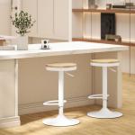 Conjunto de 2 Bancos de Bar Giratórios Bancos Altos de Cozinha com Descanso para Pés 38,5x38,5x60 - 80 cm Madeira e Branco