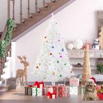 Árvore de Natal Artificial 180cm com 930 Ramos de PVC 48 Decorações Incluidas Decoração de Natal Ø105x180cm Branco