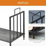 Prateleira de lenha para lareira tradicional Armazenamento de madeira com alças 44,5x33x46,5 cm Preto
