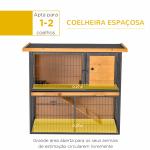 Coelheira de Exterior de Madeira para Animais Pequenos 2 Níveis com Rampa Bandeja Removível Portas com Fechaduras 89,5x45x81 cm Madeira e Cinza