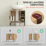 Móvel para Lavatório Pousar Móvel de Casa de Banho com Porta e Prateleira Ajustável para Lavatório com Pedestal 60x30x59,5 cm Madeira e Preto