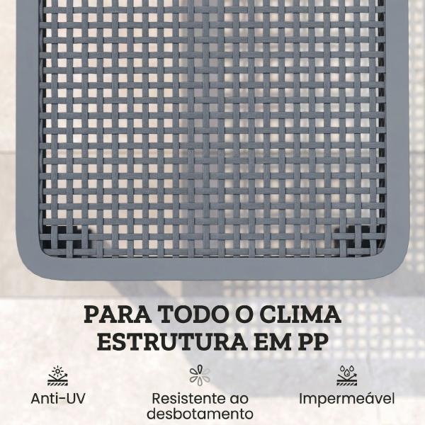 Espreguiçadeira Reclinável de Jardim Exterior com Encosto Ajustável em 4 Posições e Estrutura de PP 191x55x35,5 cm Cinzento Escuro