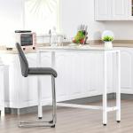 Mesa de Bar Mesa Alta com Bancada de Efeito Marmorizado e Pés de Metal Estilo Moderna para Cozinha Bistro Cafeteria 120x40x100cm Branco