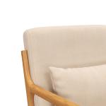 Poltrona Sala de Estar Nórdica Acolchoada com Apoio para os Braços e Estrutura de Madeira de Borracha 61x78x76 cm Bege