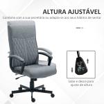 Cadeira de Escritório Giratória 360° com Encosto Alto Altura Ajustável e Função de Inclinação 65x65x102 - 112,5cm Cinza Escuro