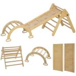Triângulo de Escalada de Madeira 5 em 1 Escada para Crianças de 18 - 48 Meses com Rampa e Arco de Escalada 178x64,5x63 cm Madeira