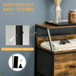 Cómoda com 3 Gavetas de Tecido Dobrável e Prateleira Móvel de Armazenamento Estilo Industrial 44x29x92cm Marrom Rústico