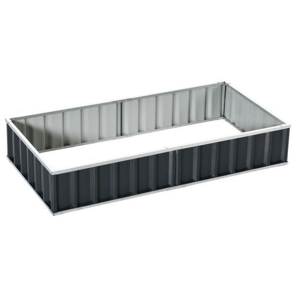 Horta Urbana Canteiro de Jardim em Aço com Luvas Incluídas, Floreira Retangular para Cultivo de Plantas e Flores para Terraço e Varanda Exterior 174x90x30 cm Cinzento