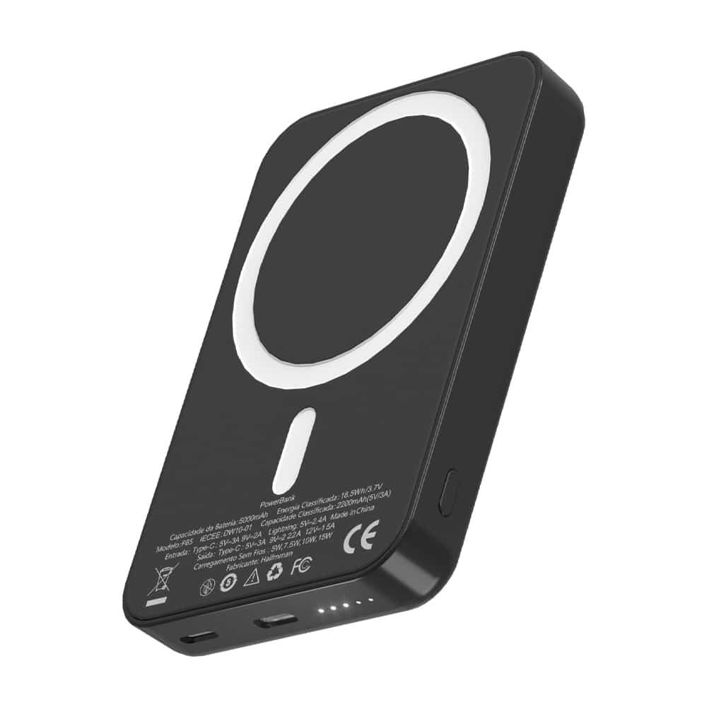 PowerBank Halfmman Magnet Wireless PD 20W Preto — Recondicionado