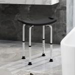 Banco de Duche com Altura Ajustável em 8 Posições com Base de Borracha Antiderrapante 50x36x39,5 - 56,5 cm Preto
