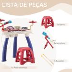 Piano Eletrónico para Crianças com 32 Teclas Microfone Banco Luzes 19 Músicas e Bateria 74x32,2x71 cm Multicor