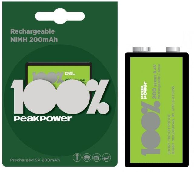 Pilha Recarregável Ni - Mh 9V 200mAh - PEAK POWER