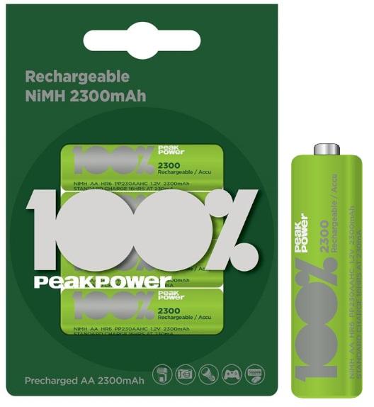 Blister 4 Pilhas Recarregáveis 1,2V AA Ni - Mh 2300mAh - PEAK POWER