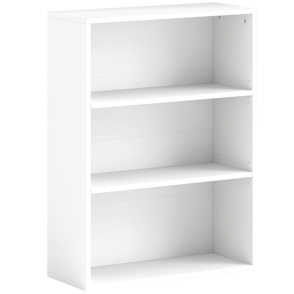 Estante de 3 Níveis Estante para Livros com 2 Prateleiras Ajustáveis para Sala de Estar Escritório Quarto 60x24x80 cm Branco