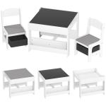Conjunto de Mesa e 2 Cadeiras Infantis 2 em 1 com Ardósia Gavetas de Tecido e Espaço de Armazenamento para Quarto Cinza