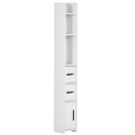 Coluna Casa de Banho com 3 Portas e 3 Prateleiras Abertas Coluna Auxiliar Estilo Moderno 15x17x120cm Branco