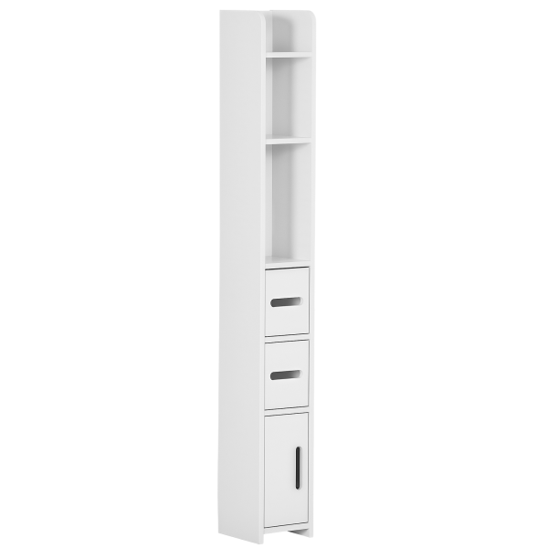 Coluna Casa de Banho com 3 Portas e 3 Prateleiras Abertas Coluna Auxiliar Estilo Moderno 15x17x120cm Branco
