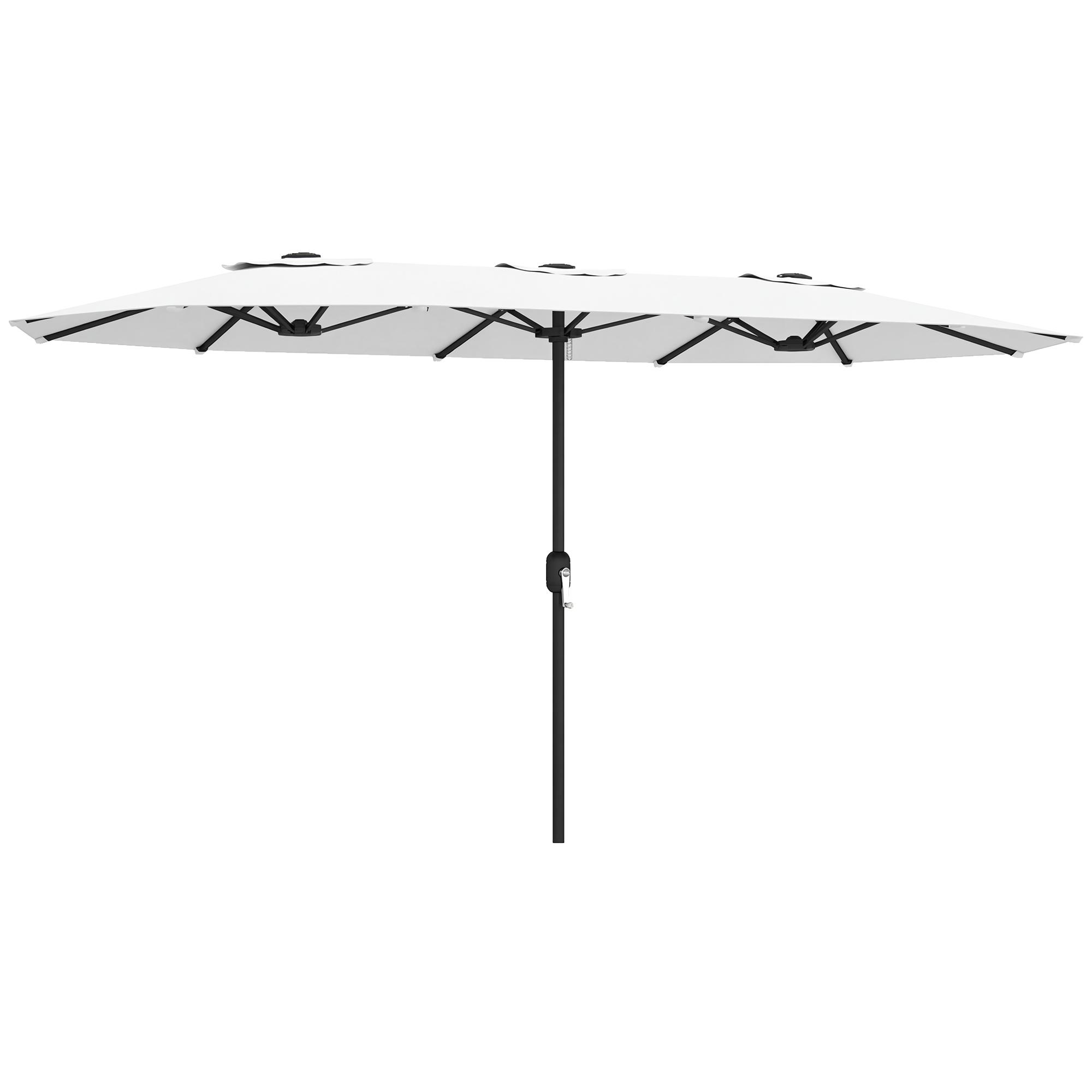Guarda - Sol Duplo de Jardim 46x26 m com Manivela Manual Proteção UV50+ Capa Resistente à Água Branco