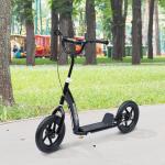 Trotinete para Crianças acima de 5 anos Scooter de 2 Rodas Grandes de 12 Polegadas com Freio e Guidão Ajustável em Altura Carga Máx. 50kg 120x52x80 - 88cm Preto