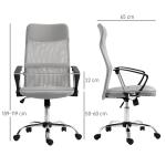 Cadeira de Escritório de Tecido de Malha Encosto para a Cabeça de PU Mecanismo de Inclinação 63x65x109 - 119 cm Cinza